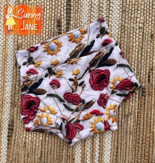 6-9m Floral Embroidery Bummies