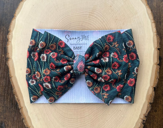 Floral Embroidery- Baby Bow Wrap